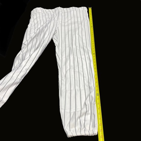 All Star Baseball Pants Adult XL White Green Pinstripe Full Length Softball Mens - Picture 9 of 11